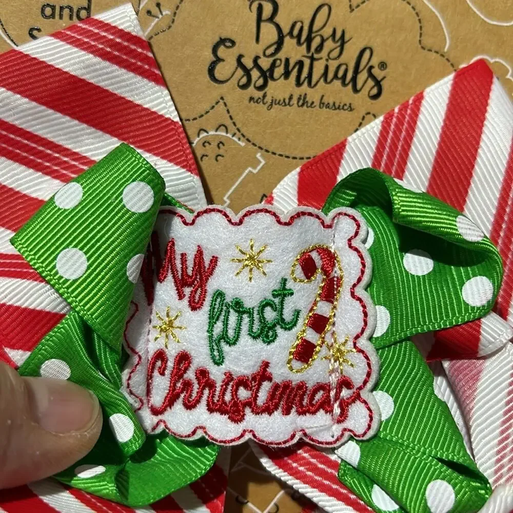 Baby Essentials 0-6 Christmas bow bootie socks headband My First Christmas NWT